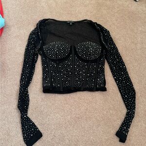 Black Studded Women's Top